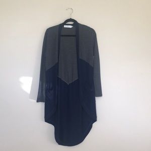 Navy and Grey Colorblock Duster Cardigan